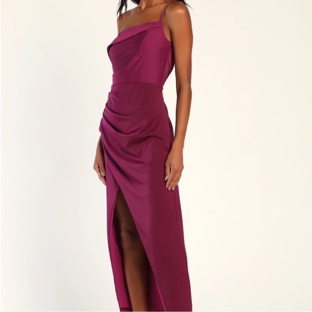 Purple Asymmetric Satin Dress